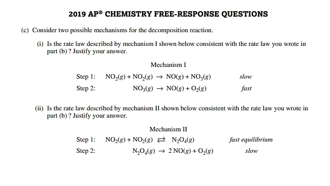 Image 4 accompanying 2019 AP Chemistry FRQ: Questions 5 and 6