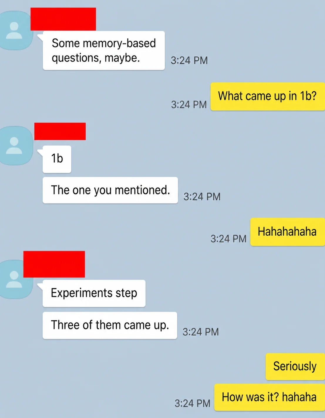 English translation of student feedback on IB Chemistry Paper 1B practical questions