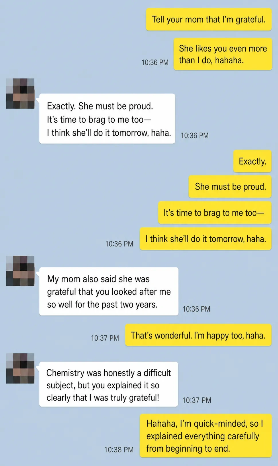 English translation of a student and teacher reflecting on two years of Chemistry study