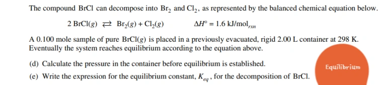 AP 화학(Chemistry) 2019년도 FRQ 2번 해설 입니다.