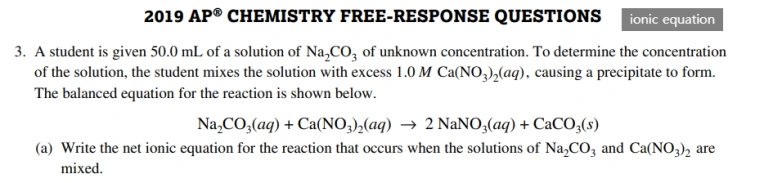 AP 화학(Chemistry) 2019 FRQ 3번 문제 푸는 방법