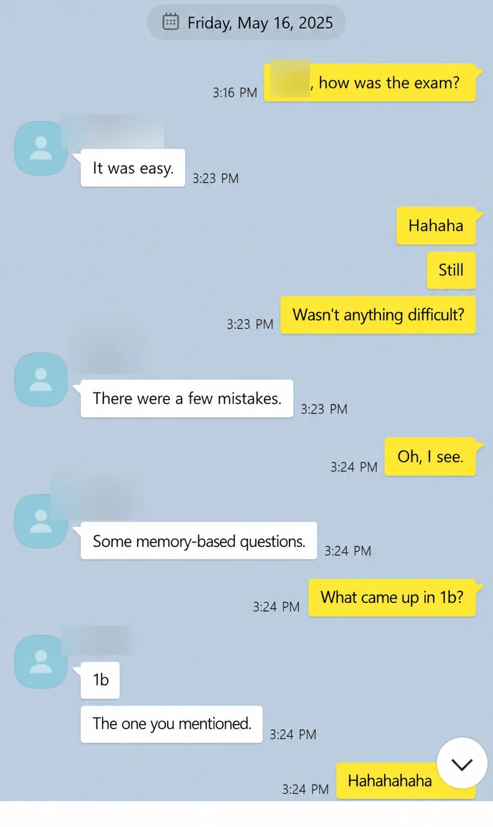 English translation of final IB Chemistry exam feedback from a student
