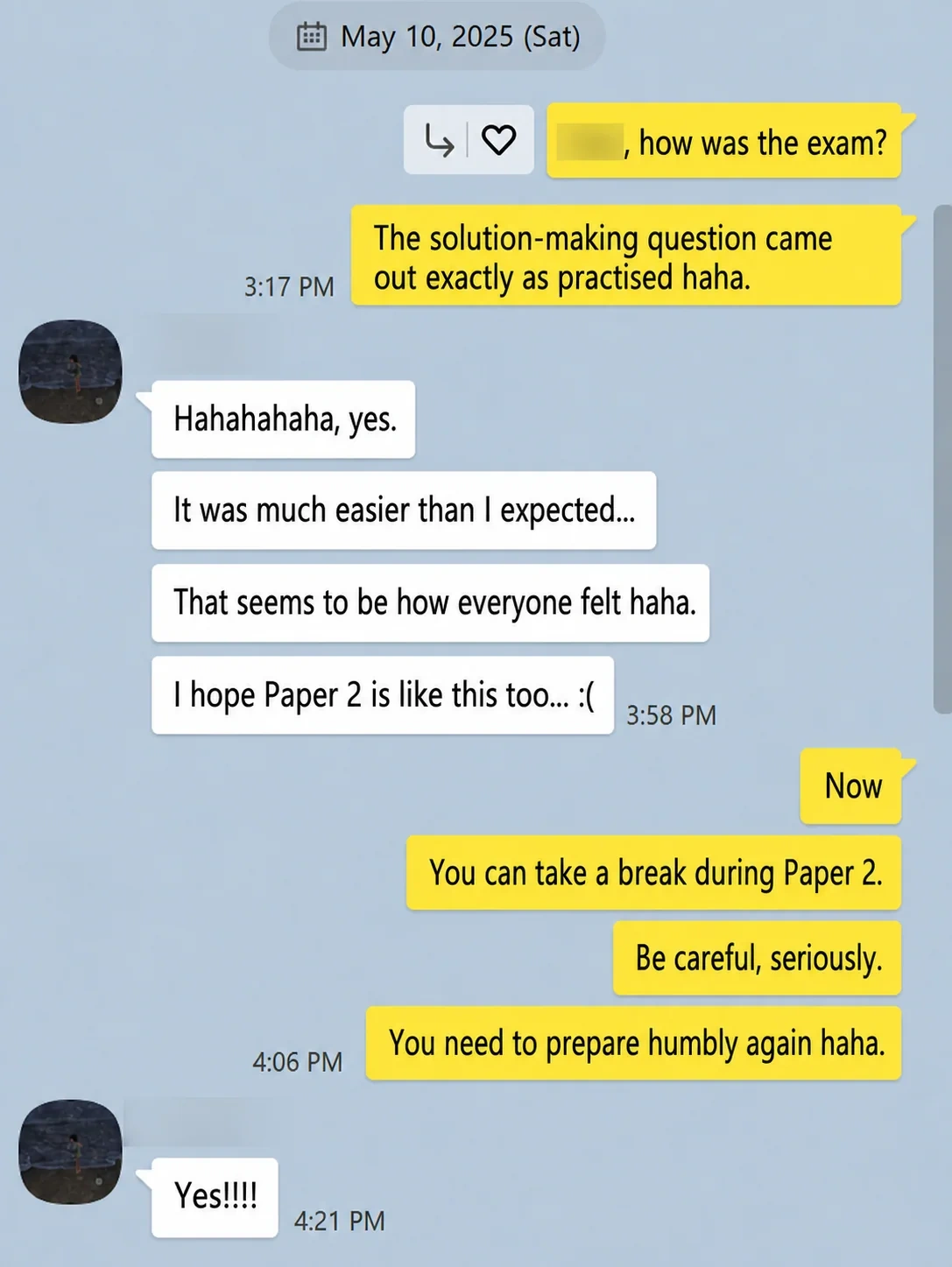 English translation of advice to keep preparing carefully for IB Chemistry Paper 2