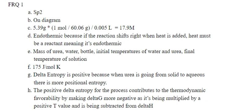 AP 화학 (Chemistry) 2019 FRQ 1번 해설